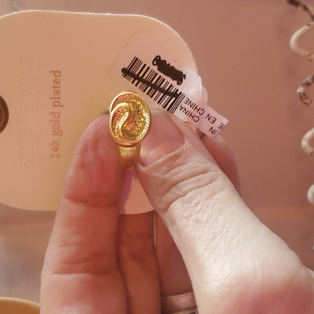 Free People 14k gold plated ring. BNWT